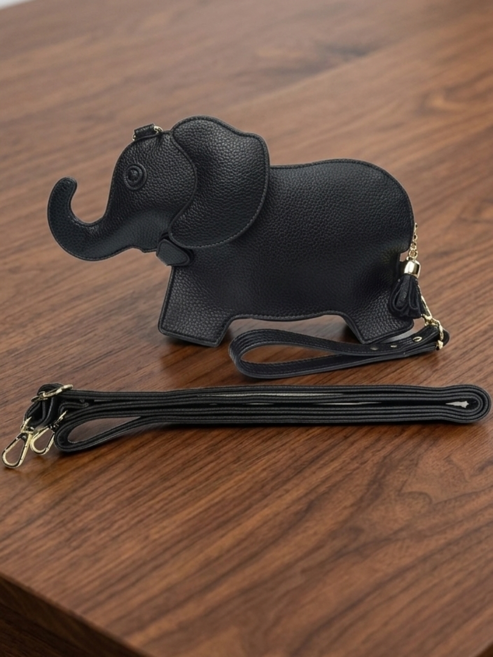 Elephant-Shaped Crossbody Bag in Black NWOT